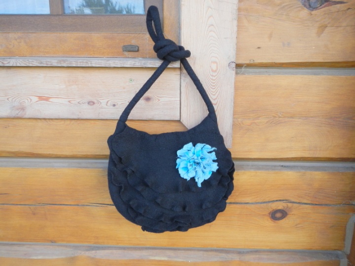 Handbag, party, flower " blue-black " picture no. 2