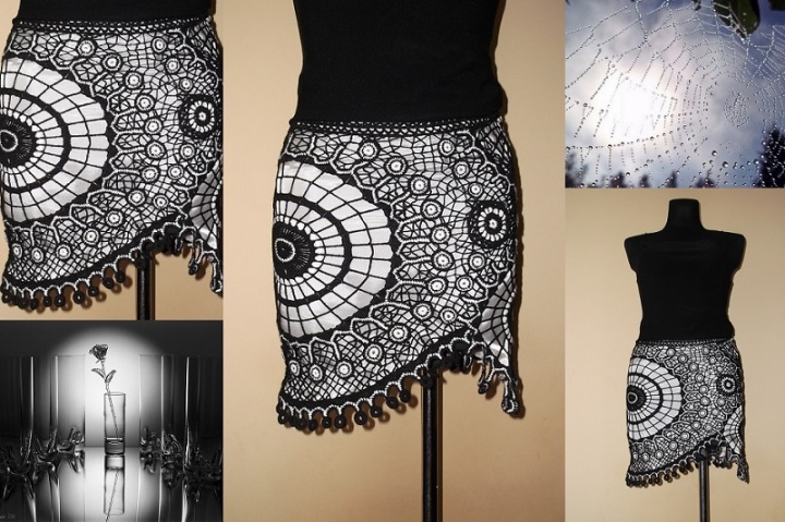 Skirt " black-and-white "