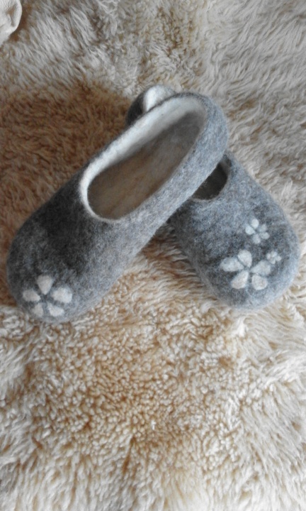 with warm wool slippers