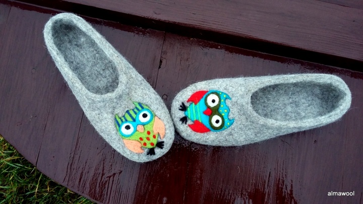 Felted slippers - Owlet