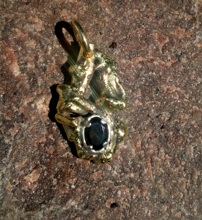 Pendant of silver and brass, with natural granate picture no. 3