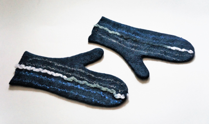 Handmade mittens for women "Blue". 