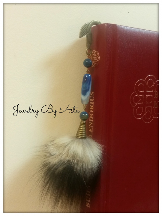 Bookmark Agate Stone Gemstones Cute Beads Fox Fur  New