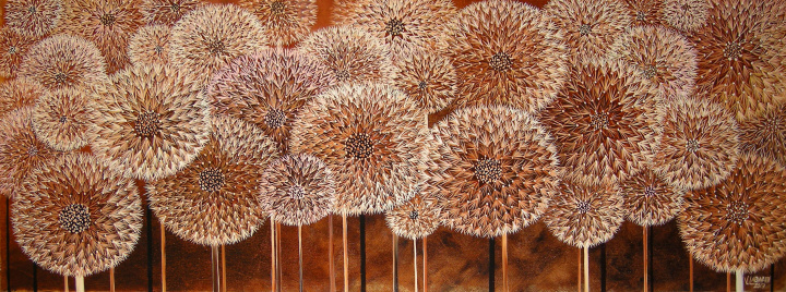 Sun dandelions 105x40, oil on  canvas