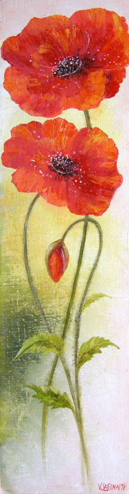 Poppy blossom 20x75, oil / canvas.