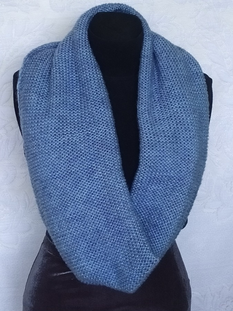 Grey blue big knitted scarf