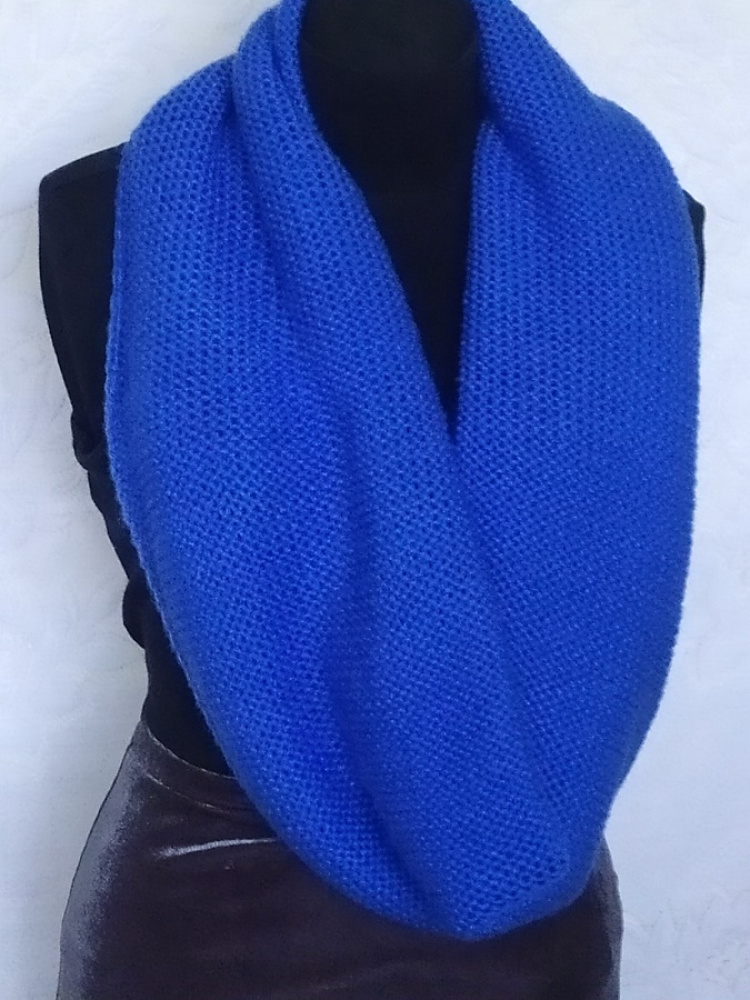 Blue big knitted scarf