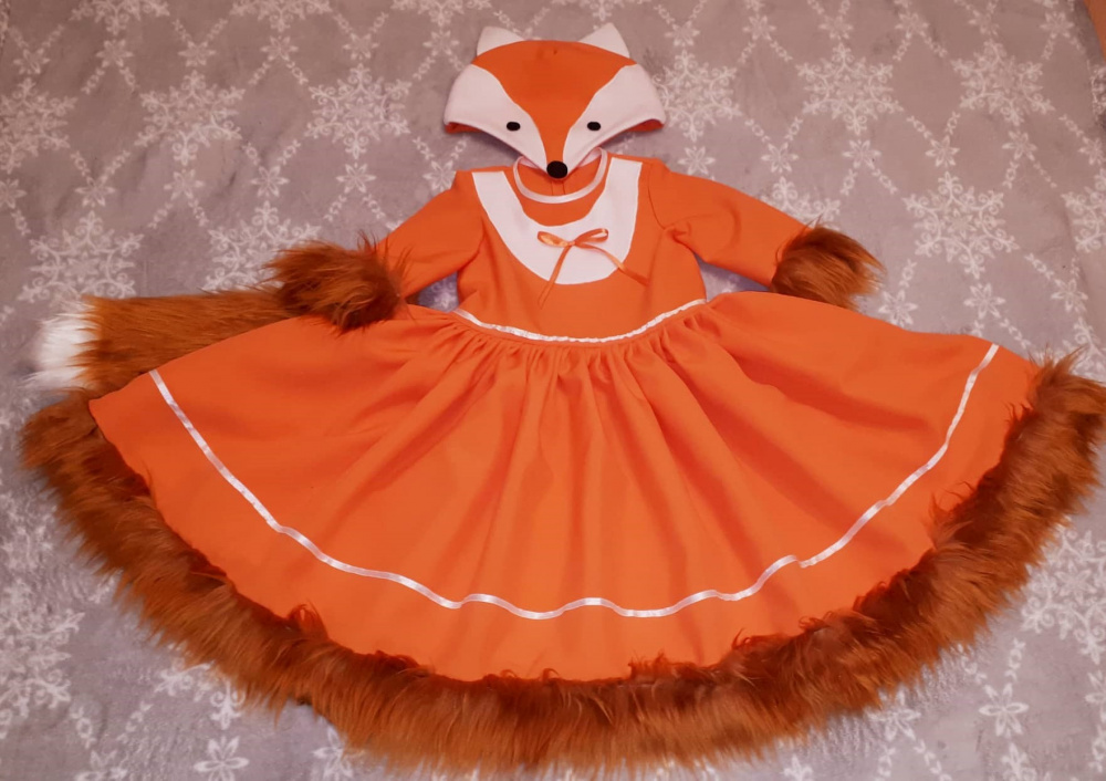 Fox carnival costume for girls with hat
