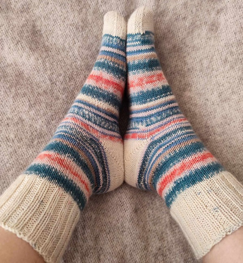 Handmade knitted woolen pattern socks