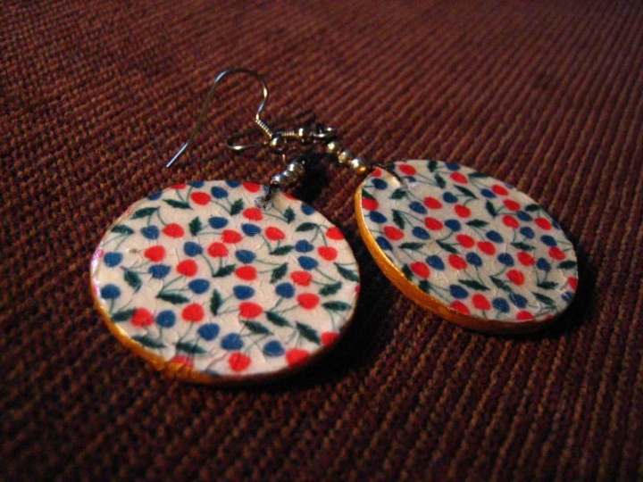 Earrings " Baba collected cherries "