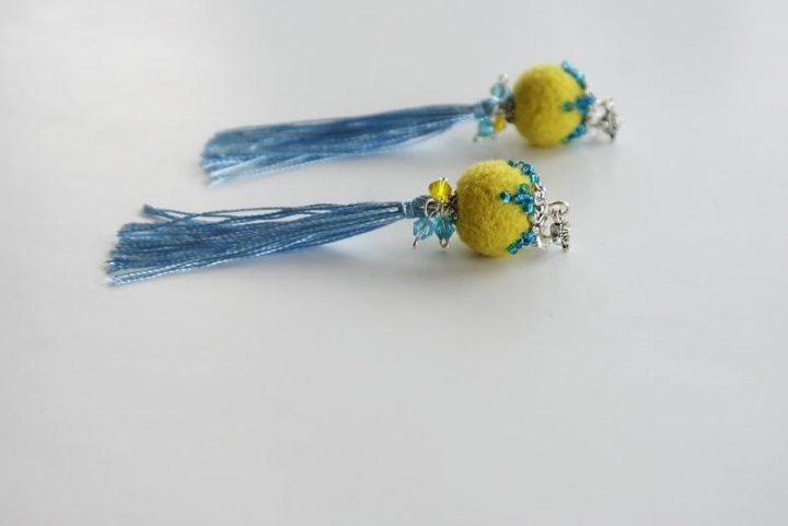 Earrings " Blue & amp; Yellow "