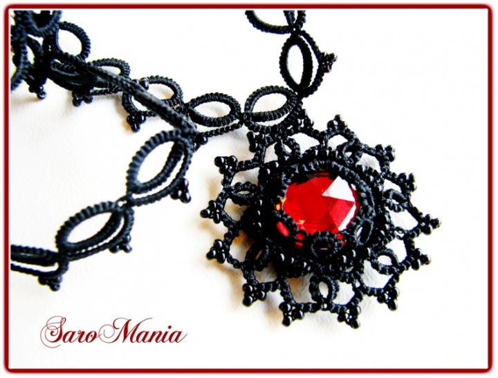Black necklace with red cabochon picture no. 2
