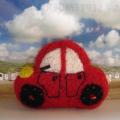 Red beetle - Brooches - felting