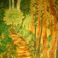 Sunny forest trail - Oil painting - drawing