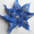Blue brooch - Flowers - felting