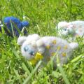 Three sheep in a meadow - Brooches - felting