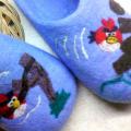 Is played ...Angry birds - Shoes & slippers - felting
