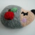 Hedgehog with apple - Brooches - felting