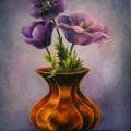 " lilac Anemones " 35x50 - Oil painting - drawing