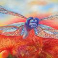 " stained-glass dragonflies " 100x60 - Oil painting - drawing
