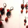 Strawberries with pepper - Earrings - beadwork