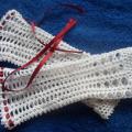 Crochet white spring hand warmers  - Wristlets - needlework