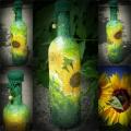 Sunflowers - Decorated bottles - making