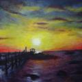 Golden sunset - Acrylic painting - drawing
