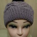 Grey hat with black pompons - Hats - knitwork