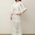 White crocheted dress with a cape - Wedding clothes - knitwork