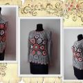 Blouse with pink motifs - Sweaters & jackets - needlework