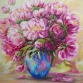 pink peonies - Oil painting - drawing