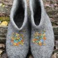 gray embroidered - Shoes & slippers - felting