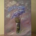 Cornflower bouquet. . - Oil painting - drawing