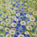 And cornflower daisy 30x60 - Oil painting - drawing
