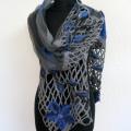 Blue flowers scarf ,, ,, - Scarves & shawls - felting