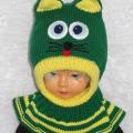 Merino wool hat helmet green kitty - Hats - knitwork