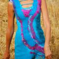Velta dress " turquoise and fuchsia duo " - Dresses - felting
