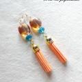 Peach auskariukai - Earrings - beadwork
