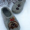 Felted slippers-Dogs - Shoes & slippers - felting