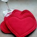 Set of 4 red heart coasters. Valentine table decor, Valentine present, Valentine - For interior - sewing