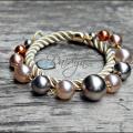 Glass Pearls and Silk Rope Bracelet, Pastel Color, Trending Jewelry - Bracelets - beadwork