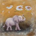 Elephant with ring 30*30 - Oil painting - drawing