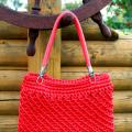 Red crocheted handbag - Handbags & wallets - needlework