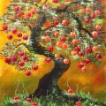 Bonsai cherry 60x75, oil on canvas. - Oil painting - drawing