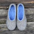 Felted slippers size 38/EU ,,grey-blue" - Shoes & slippers - felting