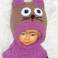 Hat helmet Violet braun cat - Hats - knitwork