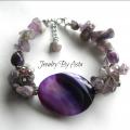 Beautiful Amethyst Agate Gemstone Bracelet - Bracelets - beadwork