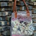 felted motley handbag leather handles "lost in" - Handbags & wallets - felting