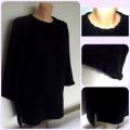 Black blouse with 3/4 sleeves - Machine knitting - knitwork